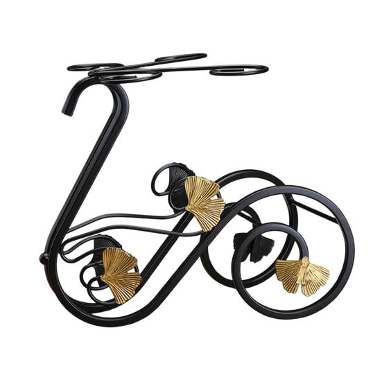 Iron Wine Rack with Retro Swan Glass Holder Bicycle B чёрный