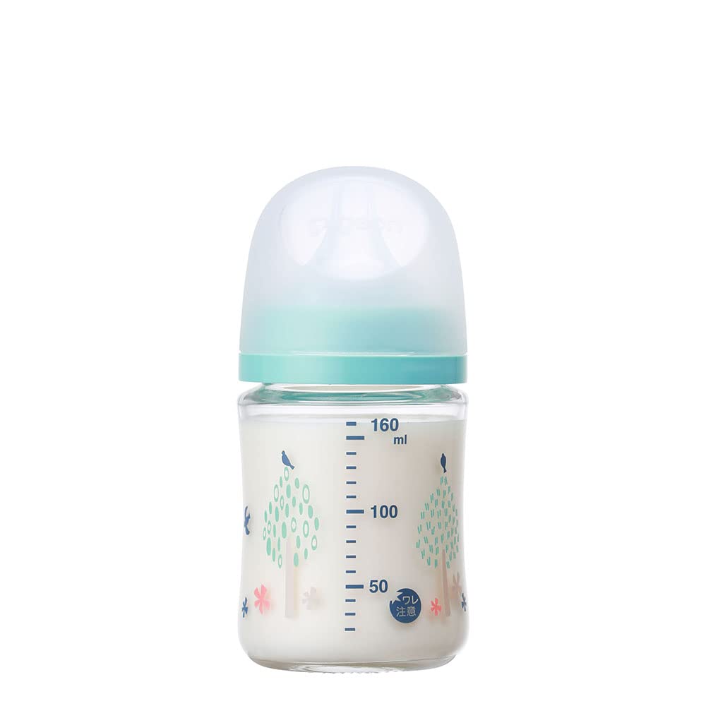 PIGEON Breast Milk Feeling Bottle 160ml 0 Months+ Heat-Resistant Glass Bear Design Resistant To Scratches and Hygienic