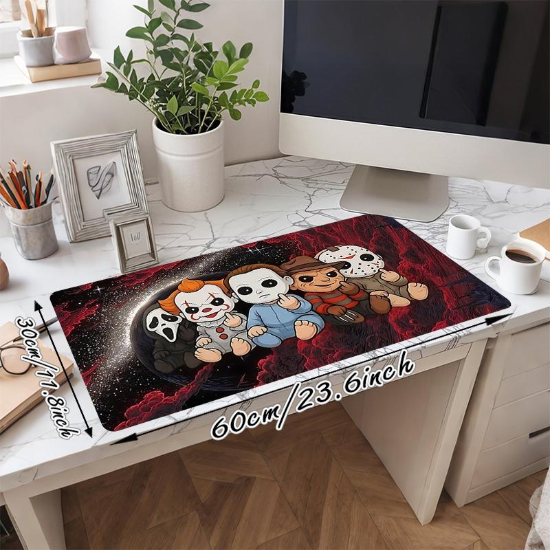 1Pc Horror Icons Space Gaming Mouse Pad Keyboard Desk Mat Non-slip Rubber Lock Edge Waterproof Computer Mousepad for Office Home Decor Y1336