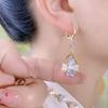 Fashionable Elegant Flower Zircon Earrings For Women Girls 2025 New Style Exquisite Colorful Earrings Party Date Gift