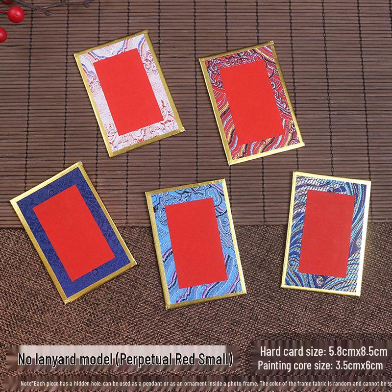 Song Dynasty Brocade Calligraphy Cardboard Pendant & Ripe Xuan Paper Bookmark - Chinese Fortune Car Ornament DIY Gift