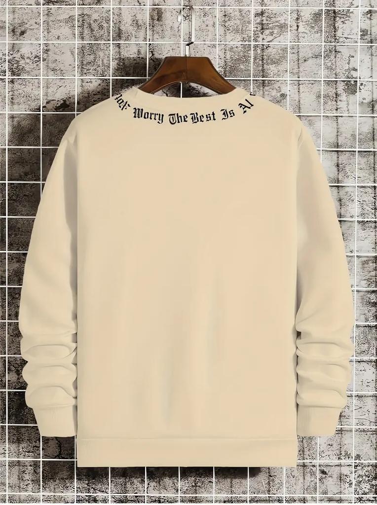 The New Men's Round-neck Hoodie for Spring and Autumn Features a Casual and Comfortable 3D Letter Print On the Street