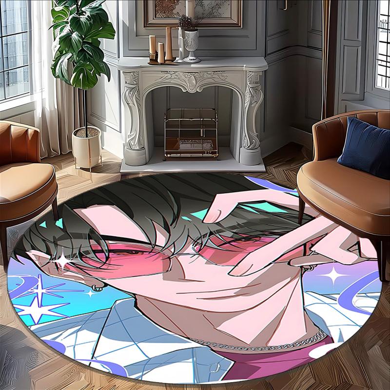 1pc KPop Demon Hunters31 Print Round Carpet Chair Round Carpet Suitable for Bedroom Living Room Home Decorative Carpet