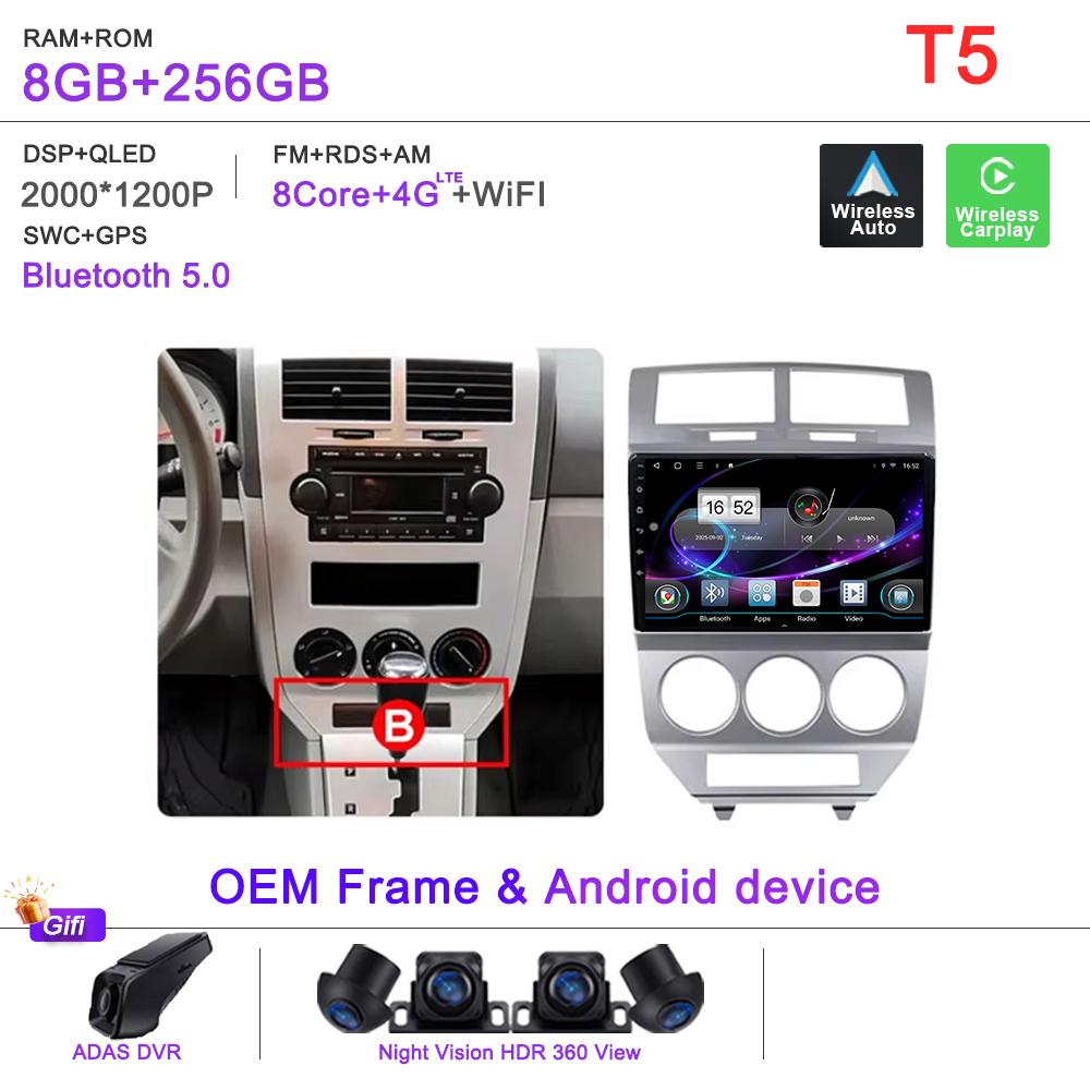 Android 16 Radio For Dodge Caliber Jeep Compass 1 MK Patriot 2006 - 2010 Multimedia Player Stereo Head Unit GPS Navigation HDR