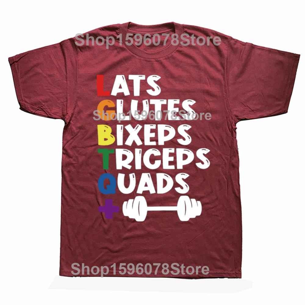 LGBTQ Gym T Shirt Last Glutes Biceps Triceps Lgbt Humor Gym Lovers Tee Tops EU Size 100% Cotton Casual Y2k T-shirt