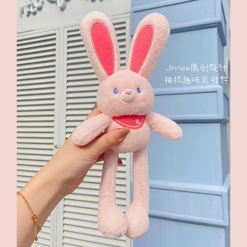 Rabbit Pull Out Plush Toy Keychain With Durable Fabric For Gift Doll Giving