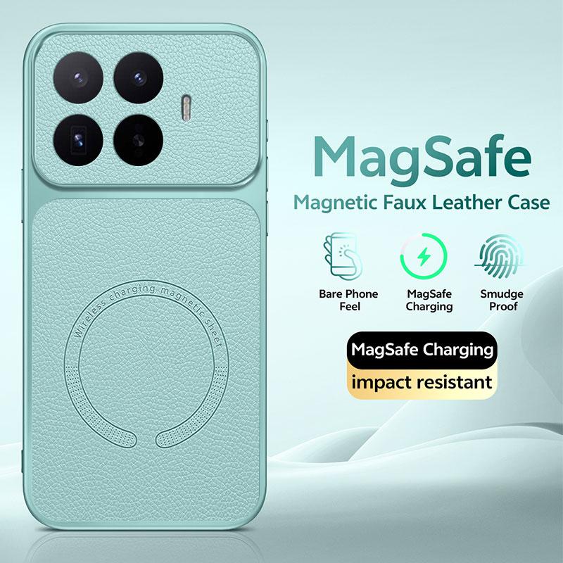 PU Leather Magnetic Wireless Charging Case For Magsafe Xiaomi Poco C75 C85X C81 M7 Plus M8 X8 X7 F5 F6 F7 F8 F9 Pro Max Ultra