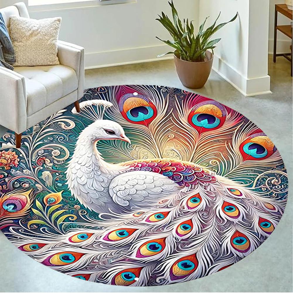 1pc Home Carpet Peacock Design Non-slip Rug for Office Decor and Living Room Gift Ideas