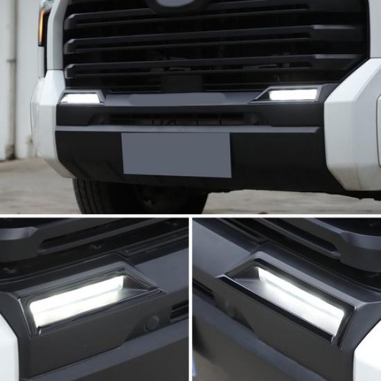 Glossy Piano Black Front Fog Light Trim Strip Sticker For Toyota Tundra +