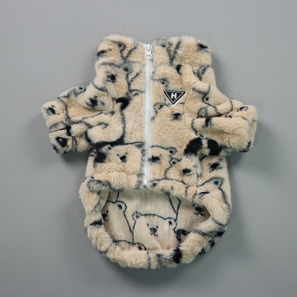 Pet Fuzzy Clothes for Dog Cat Puppy Coat Little Bear Pattern Sweatshirt Fashion Dog Warm Outfits for Small Medium Dog for Autumn