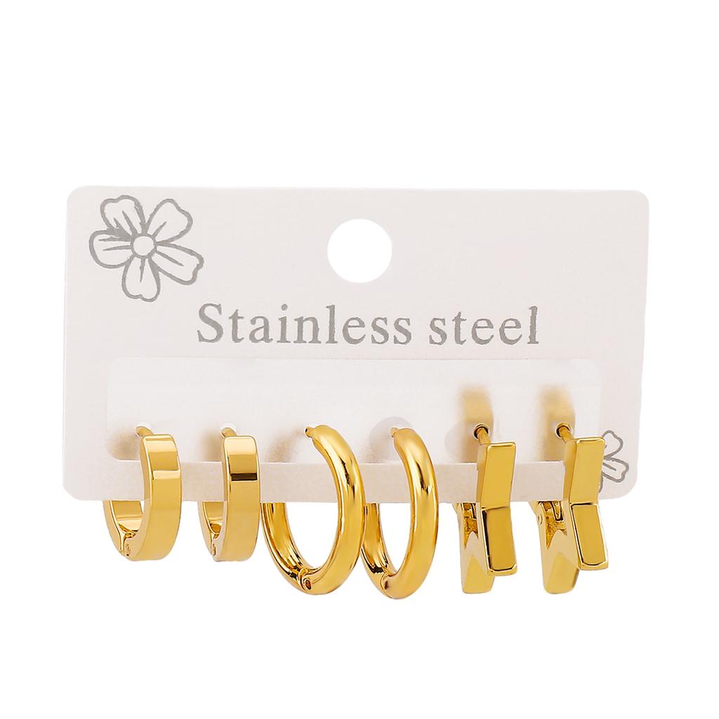 Women Fashion Stainless Steel Star Earrings Set Minimalist Luxury Vintage Unique Design Geometric Stud Earrings For Women