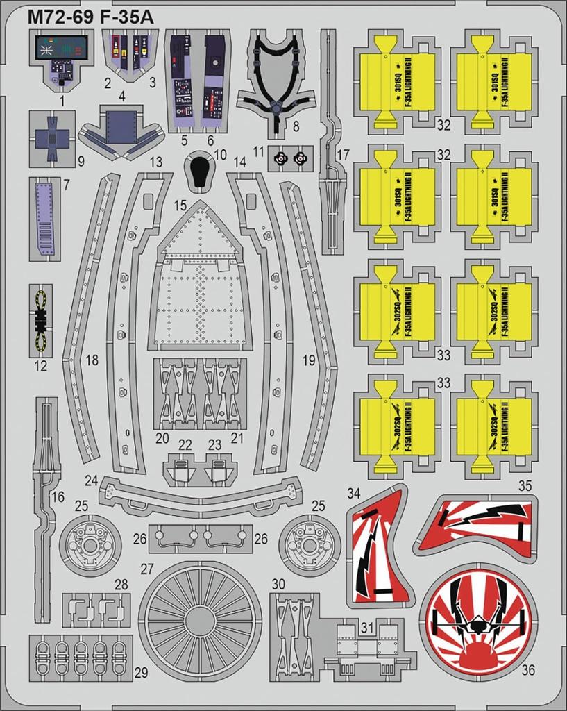 PLATZ Etching Parts for Lightning II Plastic Model Parts 1/72 F-35A M72-69 (Airplane)