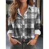 Fashion Multicolour Geometric Splicing Pattern 3D Print Women's Long Sleeves Shirt Autumn Women's Holiday Shirt Women's Clothing