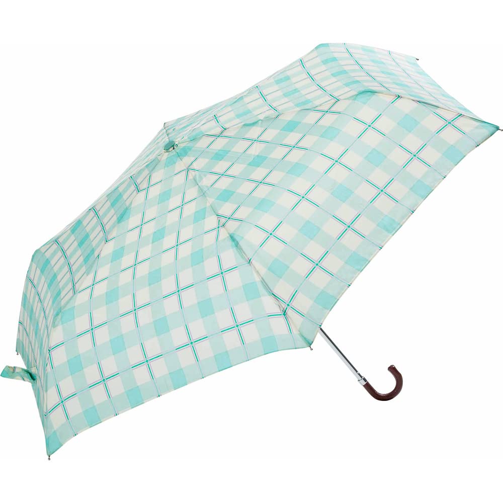 Folding windproof Madras check sky umbrella, 55cm, frame, pattern, blue.