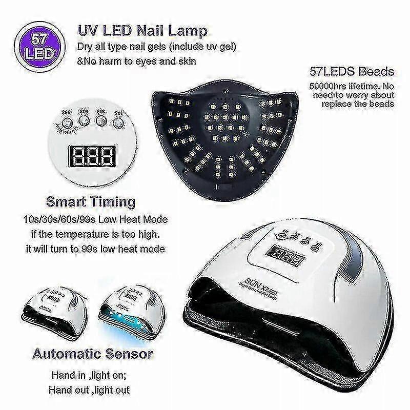 25-26 280w Uv Led Nail Lamp 57 Led 4 Timer Nail Dryer With Motion Sensing Memory Function Removable For All Nail Gel Light Home Salon Guanguan