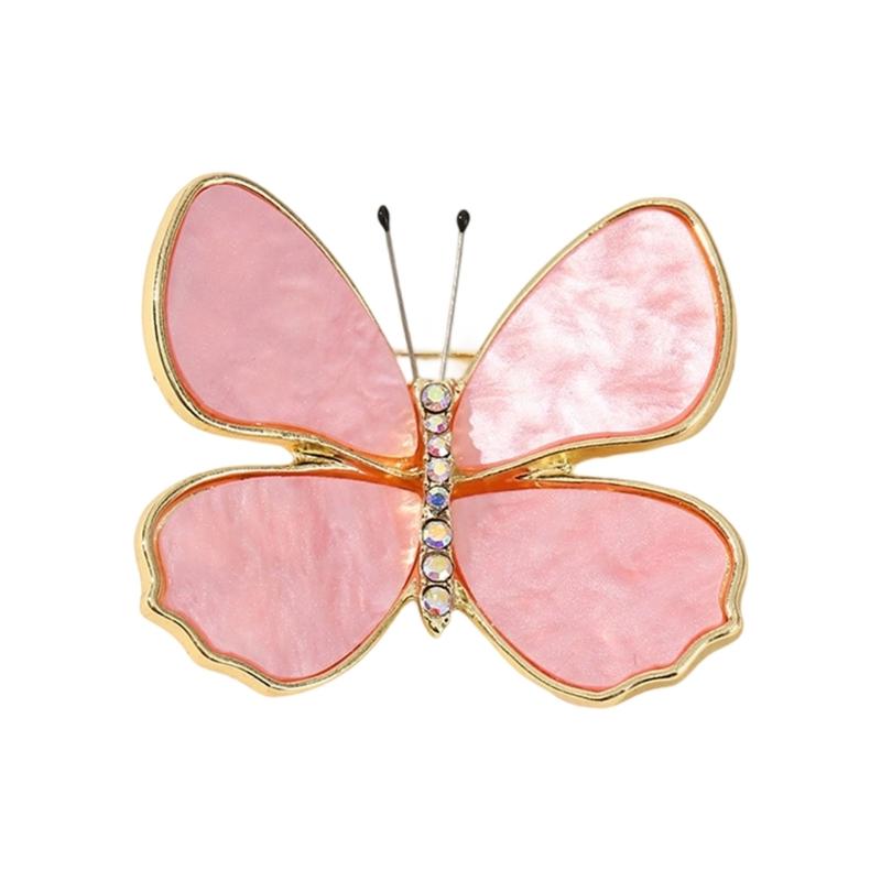 

Exquisite Handcrafted Butterfly Pin Crystal Embellished Wing Formal Event Daily Wear Jewelry Gift розовый