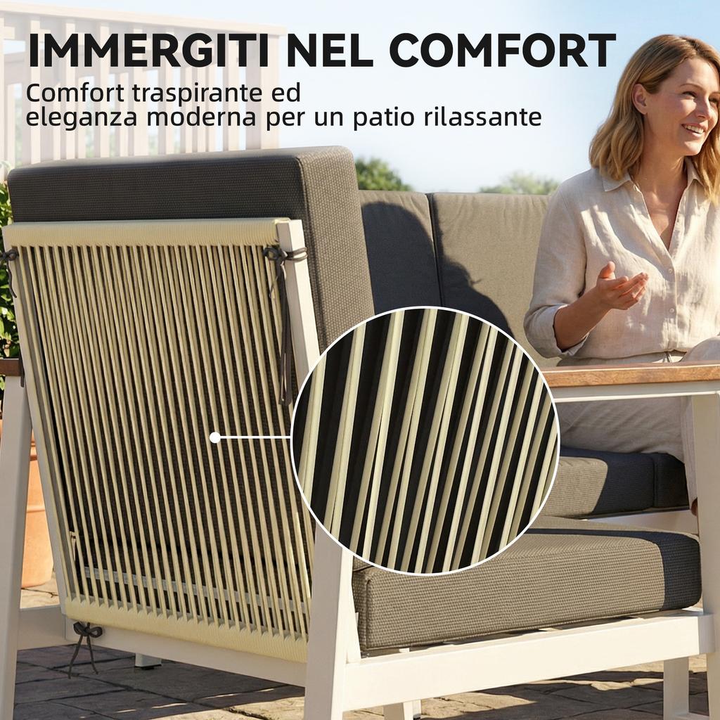 Garden Sofa Set for 4 People: 2 Armchairs, Loveseat, Coffee Table