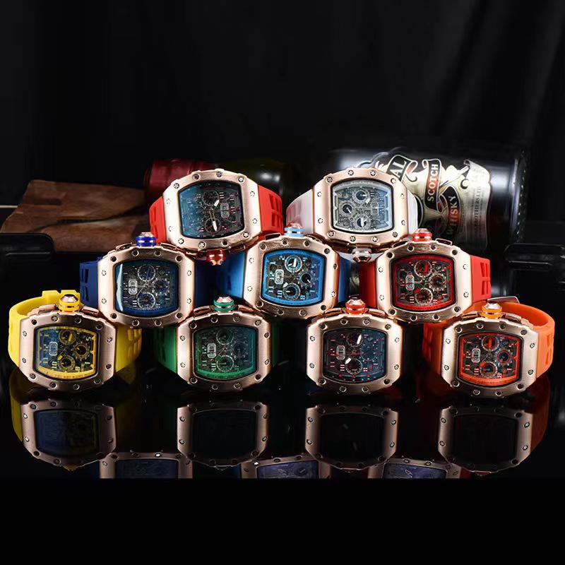 Iridescent Wine Barrel Men's Multifunctional Waterproof Watch
