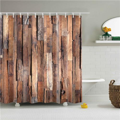 Vintage Style Retro Wooden Door Bathroom Shower Curtains Frabic Waterproof Polyester Bath Curtains With Hooks