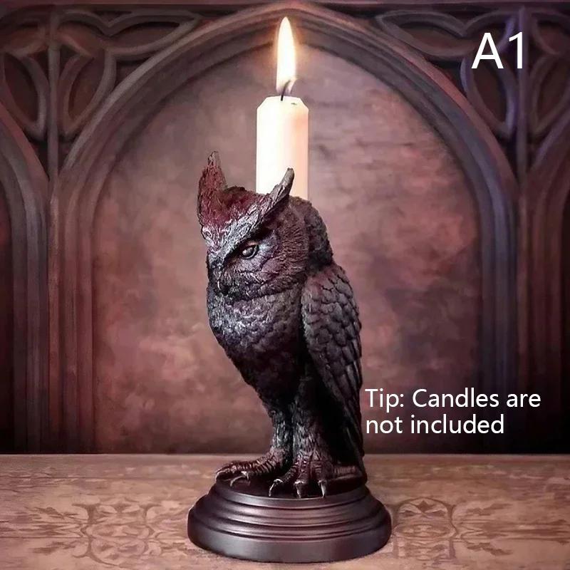 

Ретро Готика Черный Ворон Подсвечник Хэллоуин Статуя Сова Украшение Домашней Комнаты Смола Подсвечник Скульптура Ремесло Орнамент
