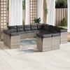 Vidaxl 13-Cz. Garden Furniture Set With Cushions, Grey, Poly Rattan