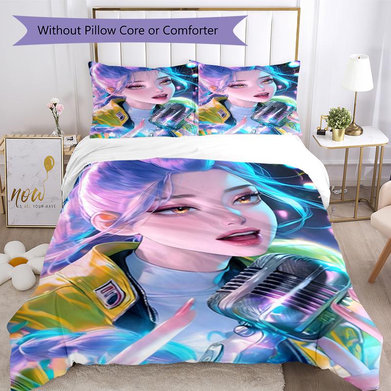 3pcs KPop Demon Hunters RUMI5 Design Cover Set - HD Printed Bedding with 1 Cover and 2 Pillowcases - Perfect for Home and Dorm Decor