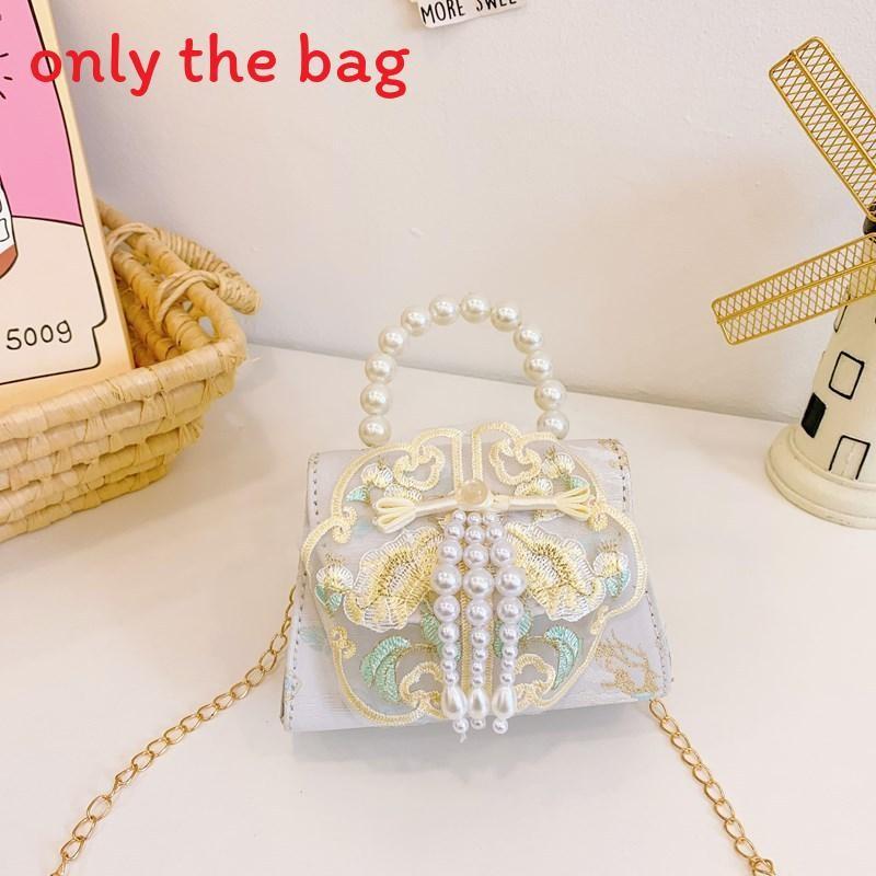 Chinese Style Girl Princess Butterfly Pearl Handbag With Chain Crossbody For Kids Fashion Accessories