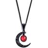 Rrdaily Gothic Moon Crystal Necklace Punk Style Moon Pendant  Crescent Necklace Dark Gothic Necklaces Costume Jewelry New Year Jewelry for Women