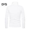 Vår Høst Menn Fitness Topp Slim Fit Høy krage Elastisk lange ermer Ensfarget Pullover Fitness Sport Topp Vinter bunnklær