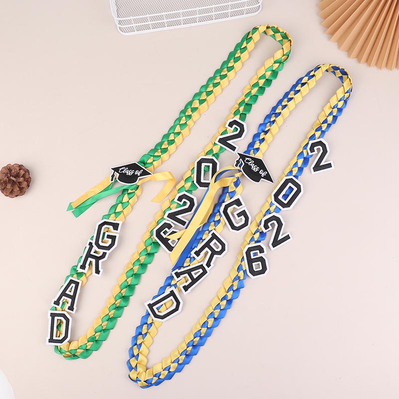Graduation Leis Class Of 2026 Grad Handmade Ribbon Lei Ribbon Necklace With Grad Letters