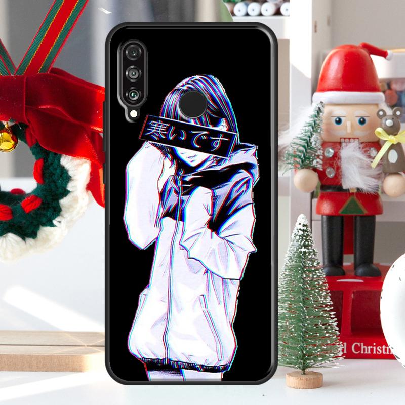 TRAURIGE JAPANISCHE ANIME-ÄSTHETIK Für Huawei Nova 12i 11i 8i 12s Y73 Y72 Y61 Y91 Y90 Y70 Y60 9 10 SE P60 Pro P30 P40 Lite Hülle