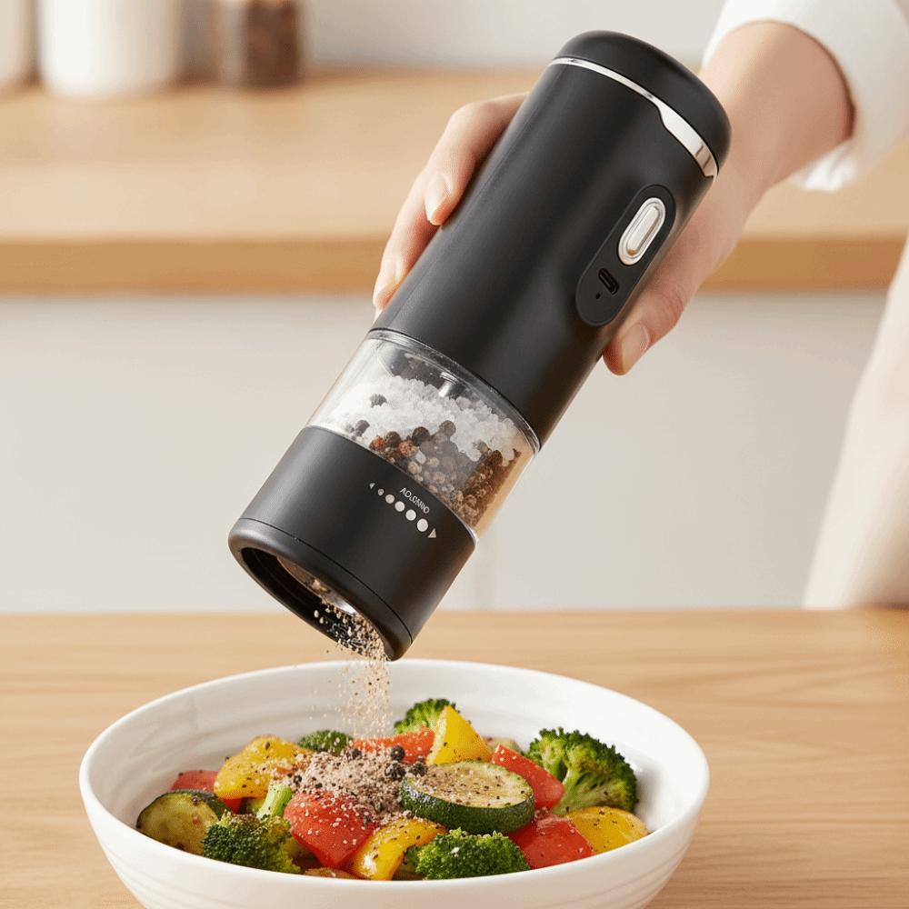 Wireless Electric Salt and Pepper Grinder Adjustable Burr Kitchen Spices Grinding Bottle Steak