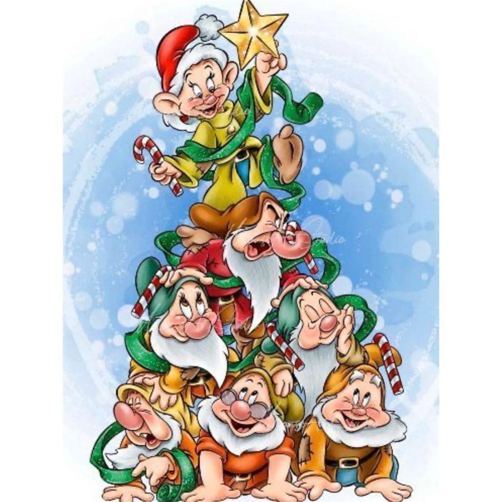 

Disney Diamond Painting 5D DIY Seven Dwarfs Christmas Tree Illustration Art Mosaic Embroidery Decoration Cross Stitch Gift Round 20x30cm