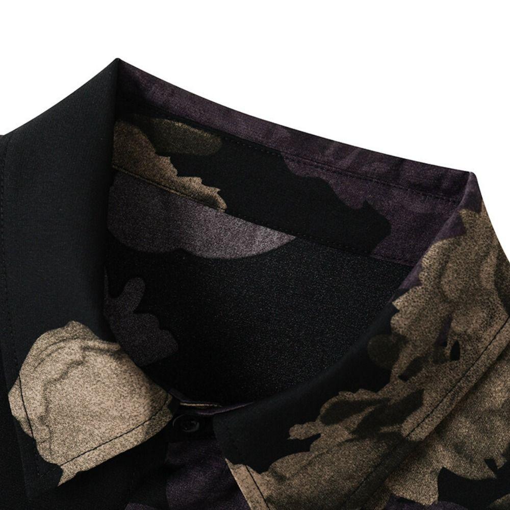 Loose Beachwear Shirts Men V-neck Short Sleeve Shirts All Match Women Flower Blouse Summer