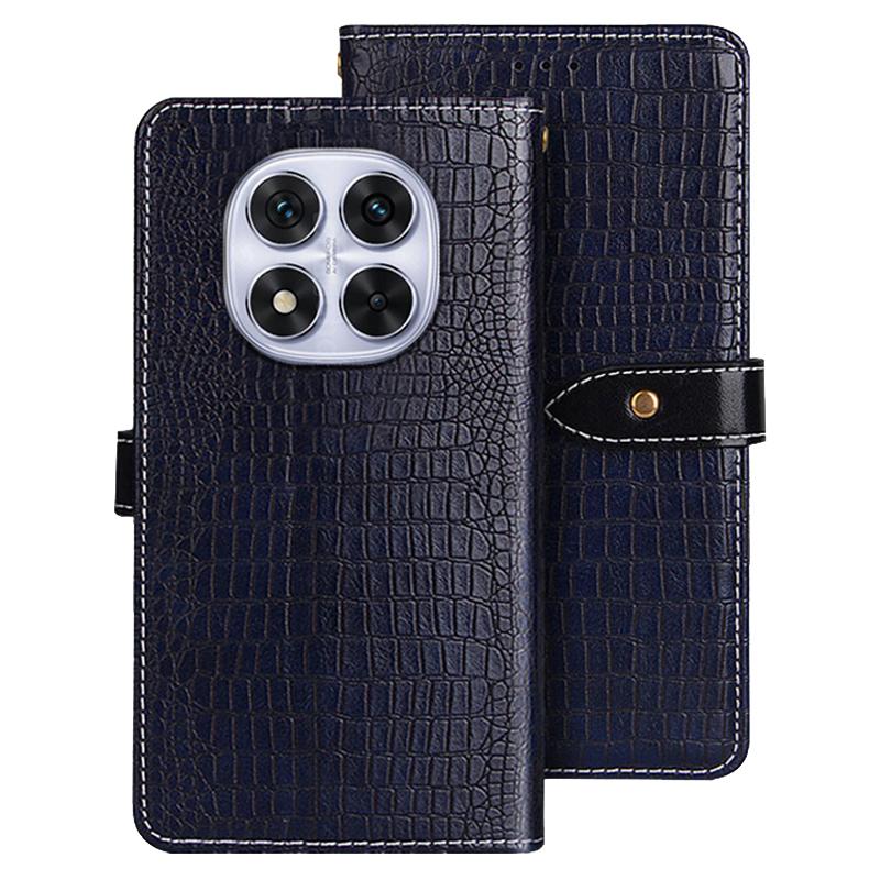 

For Xiaomi Redmi Note 14 Pro 4G Case Crocodile Texture PU Leather Flip Phone Cover Blue