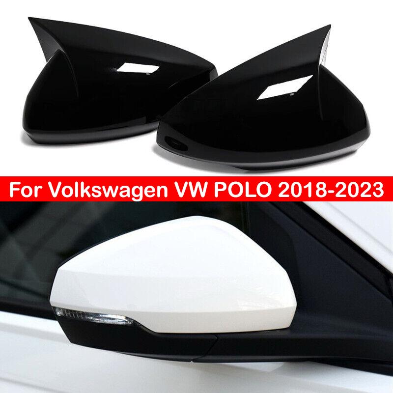 For Volkswagen VW POLO 2018- Car Rearview Side Mirror Cover Sticker Wing Cap Exterior Door Rear View Case Trim Carbon Fiber