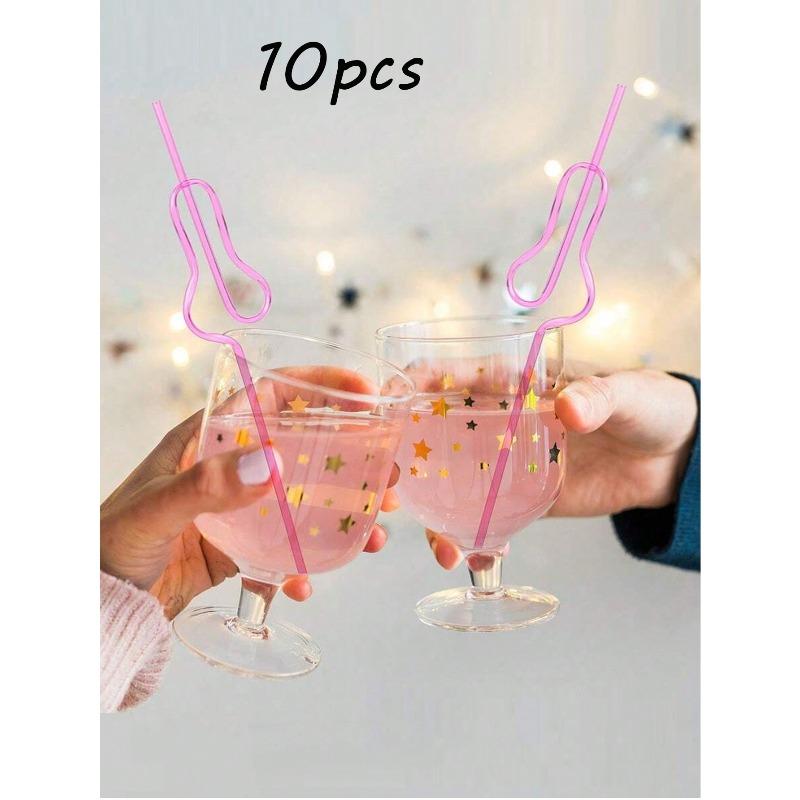 Bachelorette Party Decorative Straws Cartoon Art Shape Plastic Straws Reusable Plastic Drinking Straws Sweet Wedding Party