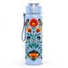 1PC Multi Color Folk Flower 750ml Color Plastic Sports Water Bottle Leakproof Flip Straw Lid Suitable for Sports Office Home Use