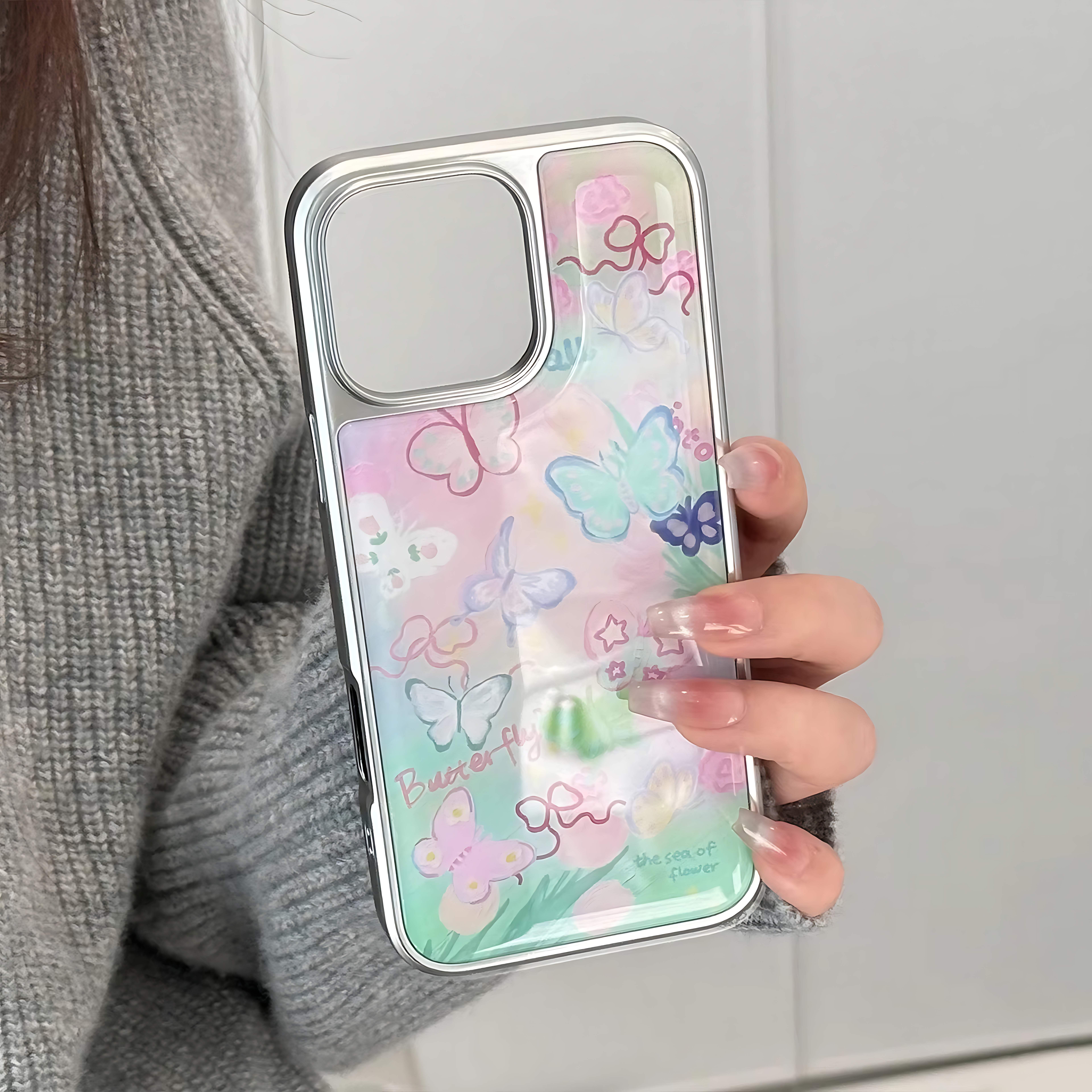 

ins Korean Oil Painting Watercolor Phone Case for iPhone 17 16e 16 15 14 13 12 11 Air Pro Max X 8 7 Plus Luxury Clear Soft Cover iPhone 11