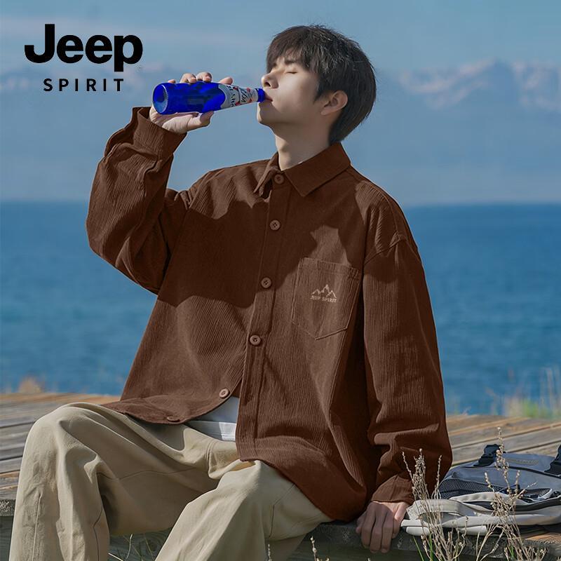 JEEP SPIRIT Men s Corduroy Long Sleeve Shirt 4XL
