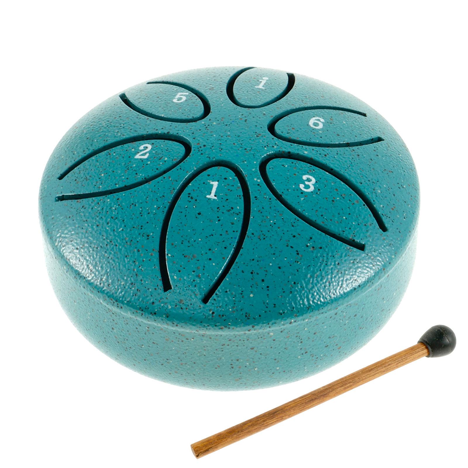 3 Inch Steel Tongue Drum 6 Tone Handheld Instrument Mini Hand Drum with Drums Sticks Outdoors Rain Drums for Yoga and Meditation