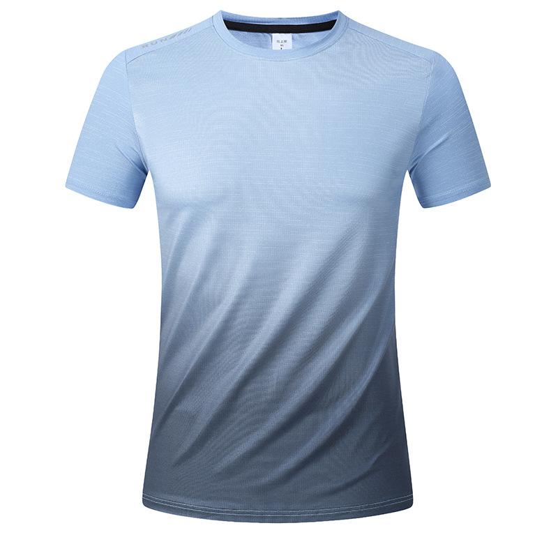 

Outdoor sports fitness men s t-shirt summer crew neck running top quick drying gradual change short sleeves 3XL