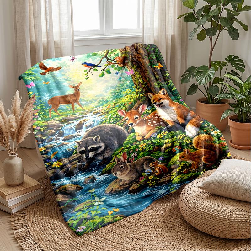 Flying Animal Adventure Theme blanket Lightweight Warm Flannel Blanket Decorative Throw Blanket for Home Decoration