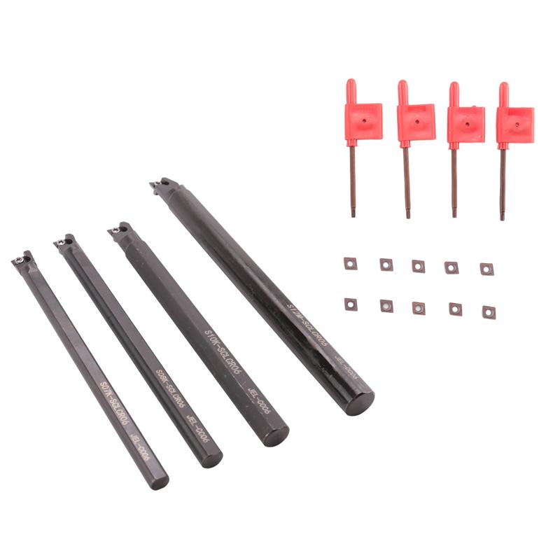 Premium-4 Set Of 7/8/10/12Mm Sclcr Lathe Boring Bar Tool Holder+10Pcs Ccmt 0602 Inserts