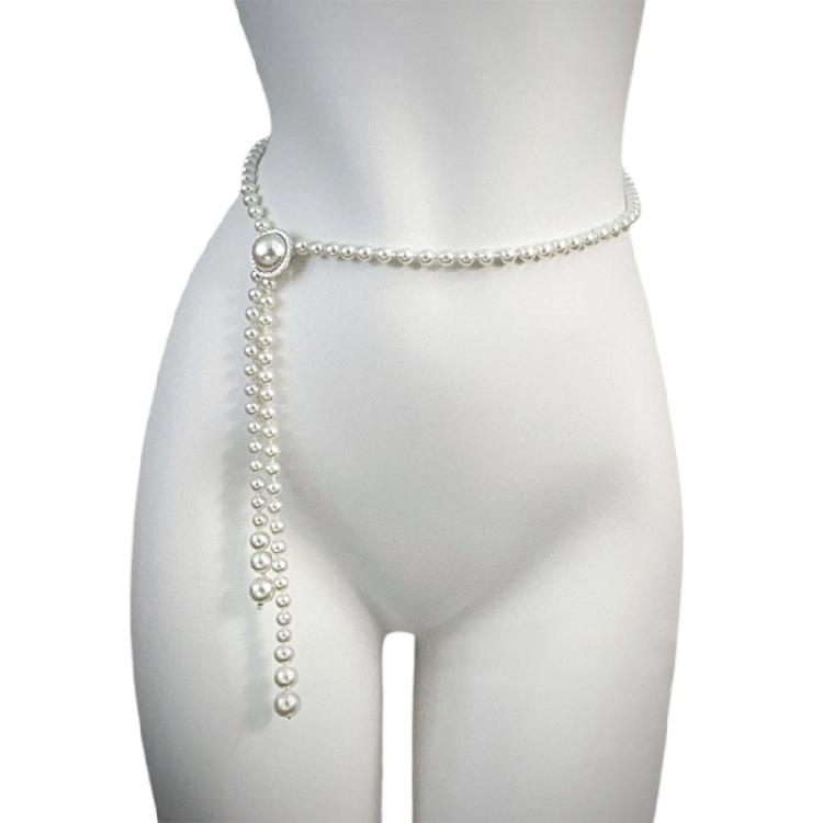 Elegant Waist Belt Aesthetic Stylish Charm Photo Props Belt for Jeans Dress Belt Body Jewelry Pearls Chain
