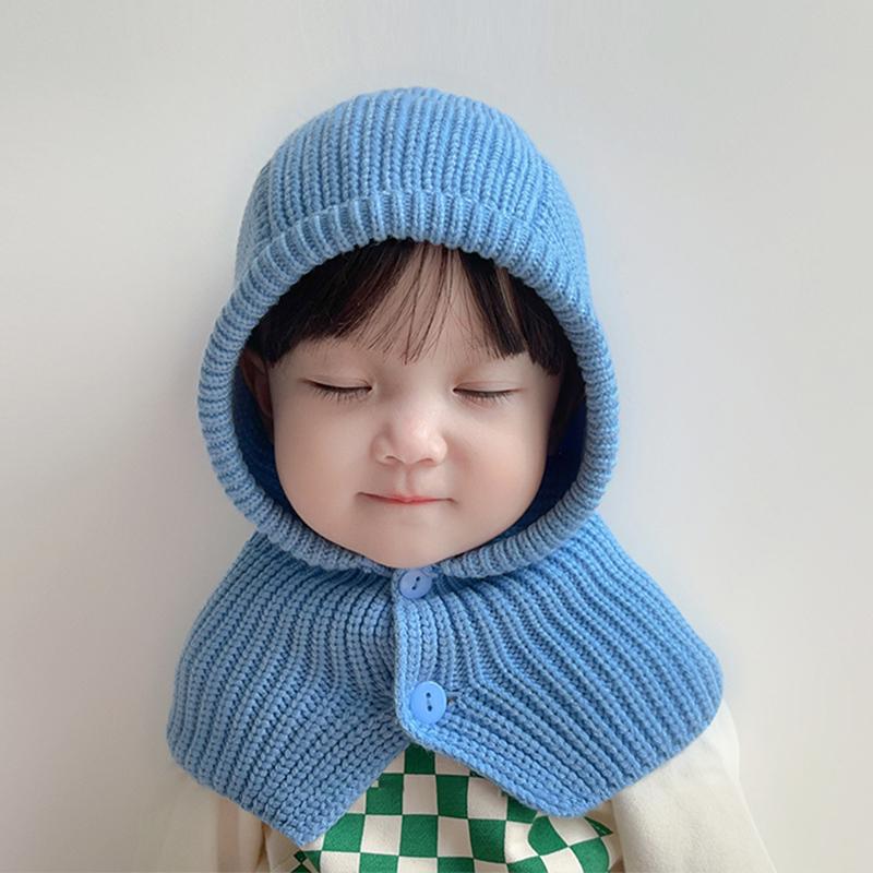 Autumn And Winter  Solid Color Warm Ear Protection Baby Hat Solid Color Windproof Children'S Wool Knitted Hat