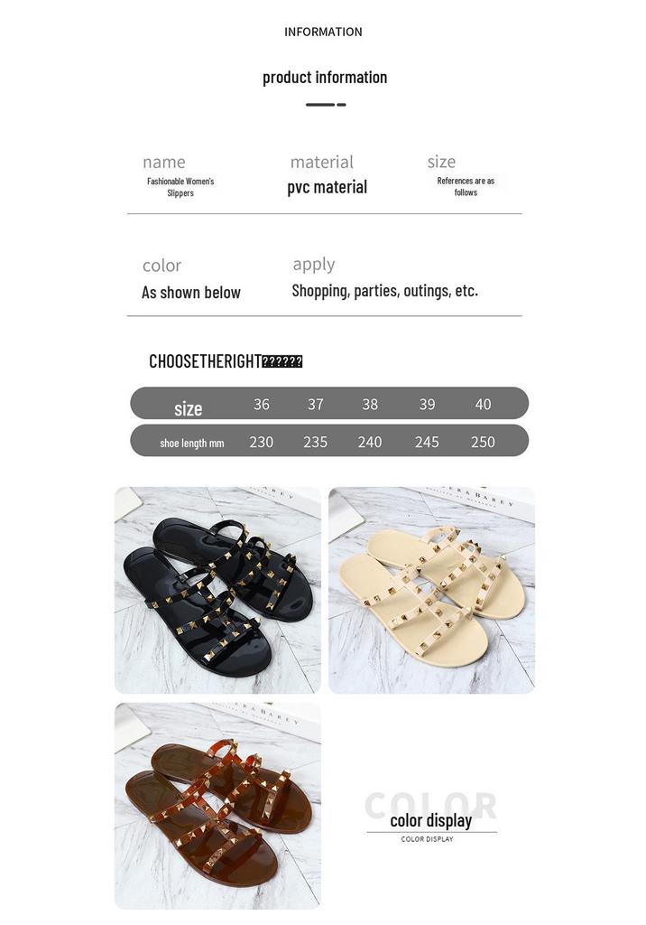 Damen Nieten Flache Rutschfeste Sandalen - Vielseitige Sommer Freizeitschuhe