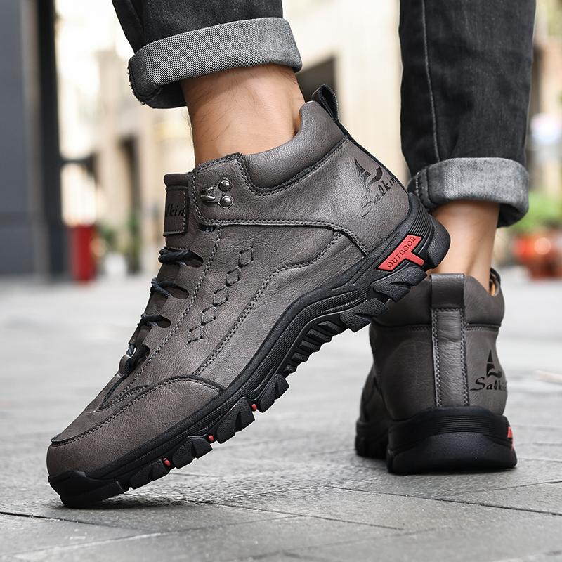 Ręcznie robione buty ze skóry dwoinowej Buty męskie Wygodne buty do kostki dla mężczyzn Buty codzienne Duże rozmiary Buty narzędziowe