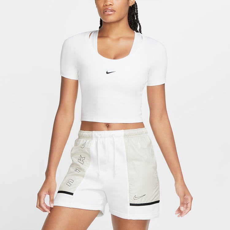 Nike Sportswear Essentials Crop Tops Women's White Crew Neck Moderate CU5174-100