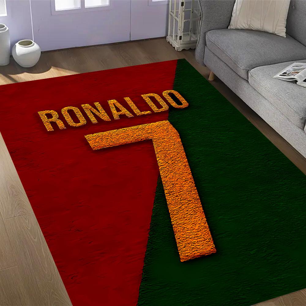 Ronaldo's Legendarische Nummer 7 Thema Anti-Slip Vloerkleden - Polyester Woondecoratie, Geschikt voor Slaapkamers, Woonkamers, Entrees, Studio's en Decoraties